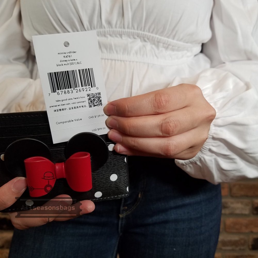 AUTHENTIC Kate Spade Disney Minnie Mouse Card Holder Case - Polka Dot Minnie Bow - Picture 4 of 4